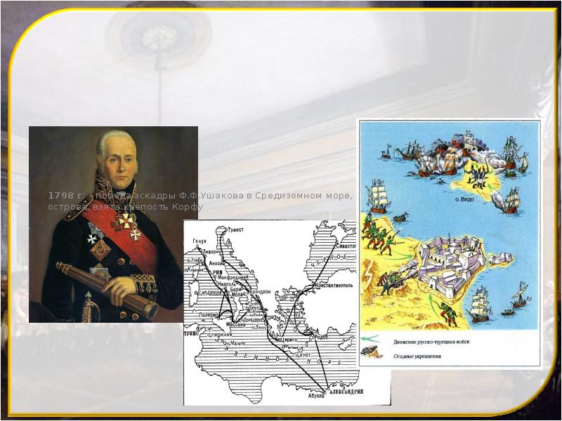 1798 г. – победа эскадры Ф.Ф.Ушакова в Средиземном море, освобождены Ионические 1798 г. – победа эскадры Ф.Ф.Ушакова в Средиземном море, освобождены Ионические