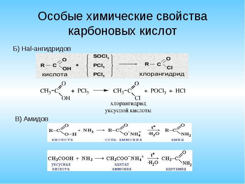 Химические свойства карбоновых кислот презентация