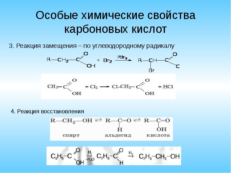 Химические свойства карбоновых кислот презентация