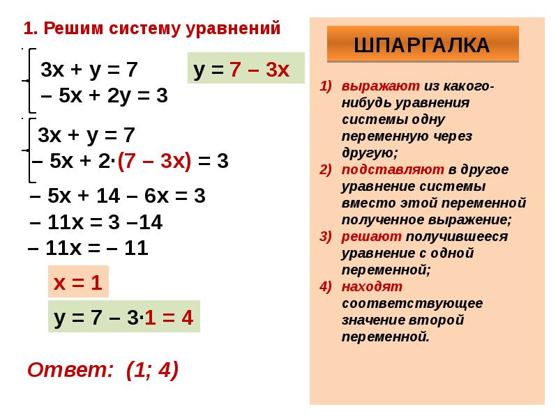 Система уравнений презентация