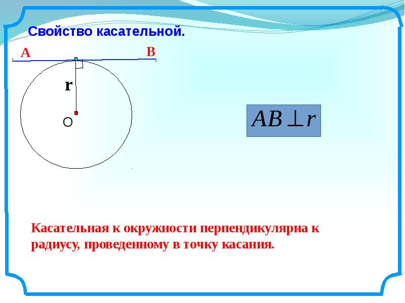 Некоторые свойства окружности касательная к окружности презентация