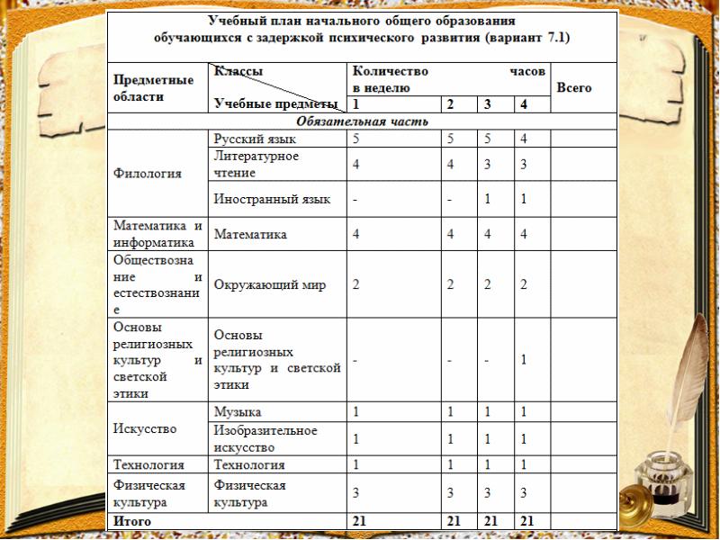 Учебный план обучения на дому для детей с умственной отсталостью