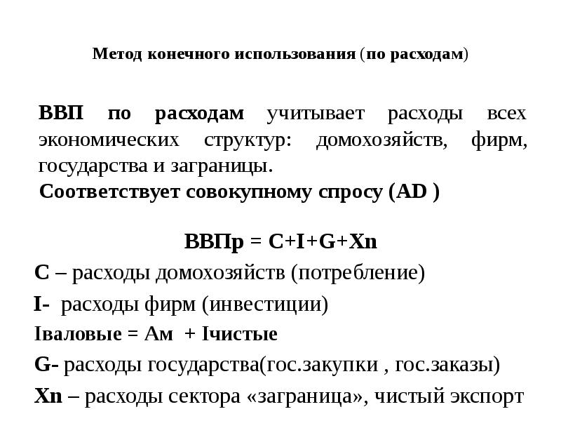 Инвестиции в ввп по расходам