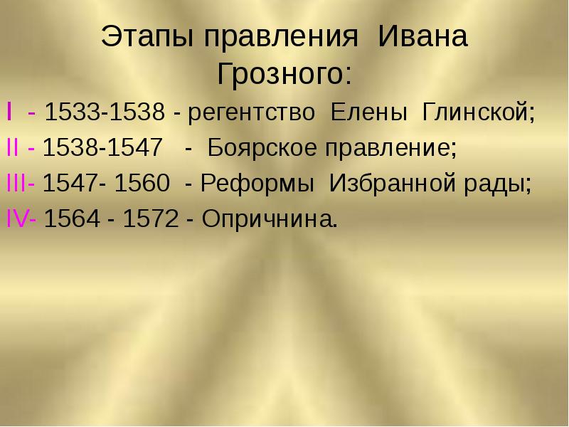 Тест начало правления ивана 4. Регентство Елены Глинской 1533-1538. Правление Ивана Грозного 1547. Этапы правления Ивана Грозного. Таблица регентство Елены Глинской 1533-1538.