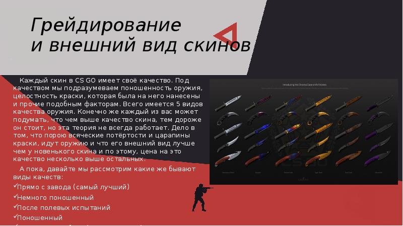 Грейдирование и внешний вид скинов Каждый скин в CS GO имеет