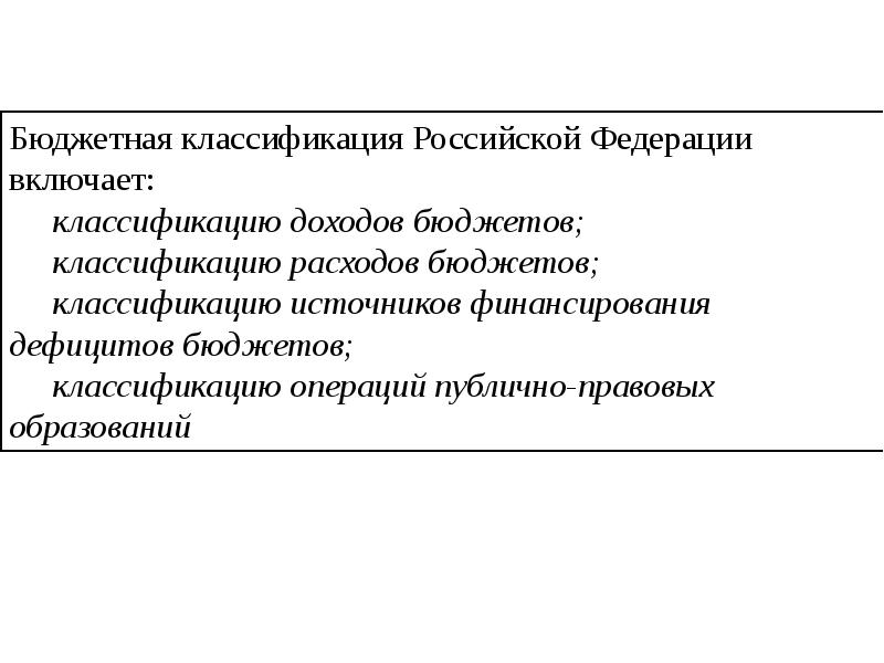 Бюджетная классификация доходов и расходов бюджета. Классификацию операций публично-правовых образований.