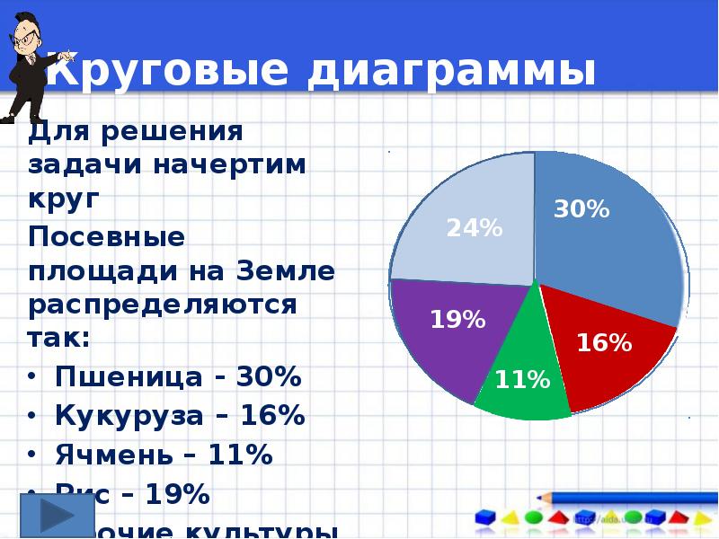 Как сделать круговую диаграмму с процентами в тетради