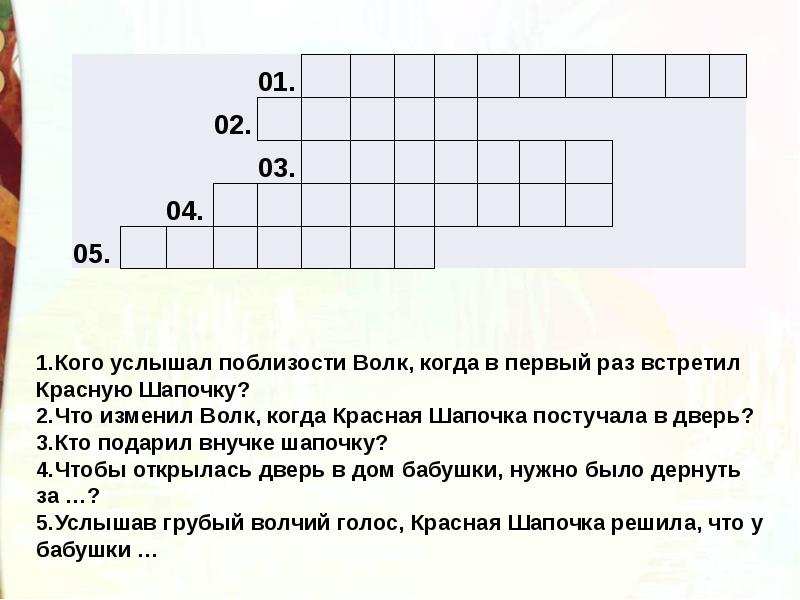 Литературное чтение 2 класс составить план к сказке красная шапочка