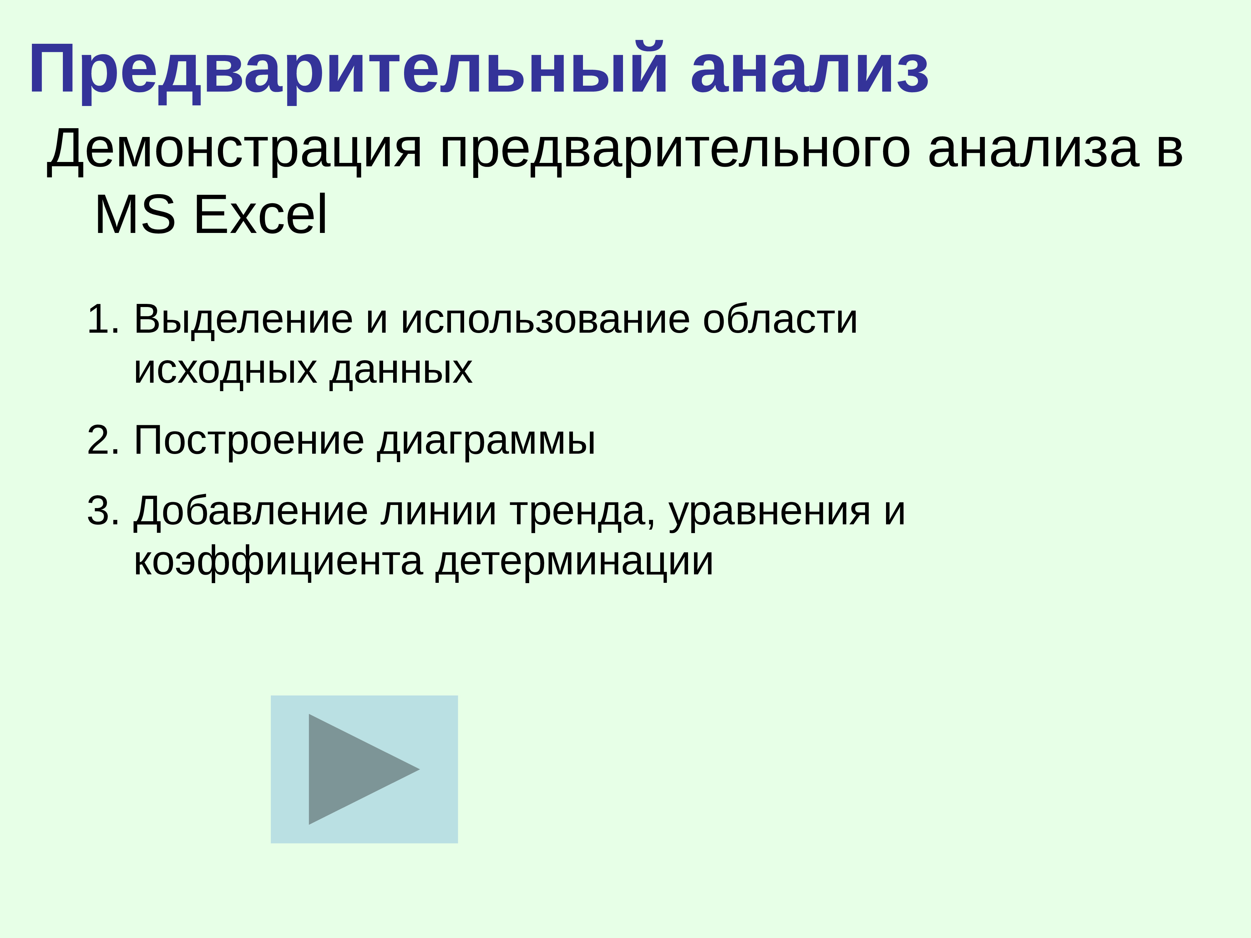 Предварительное исследование. Демонстрация анализа. Предварительный анализ игры. Демонстрация и анализ результатов. Из скольких этапов состоит процесс построения регрессионной модели.