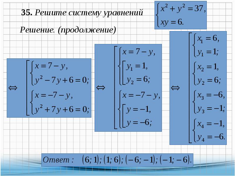 Система уравнений по фото