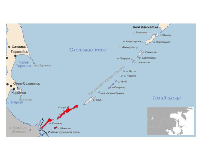 Карта охотского моря и курильских островов