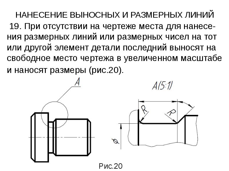 Нанесение размера на чертеже