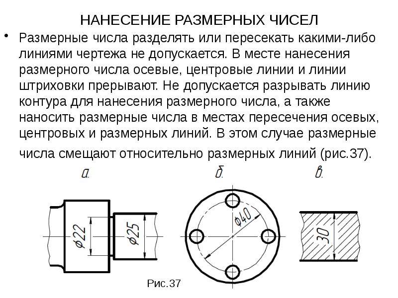 Можно ли пересекать размерные числа какими либо линиями чертежа