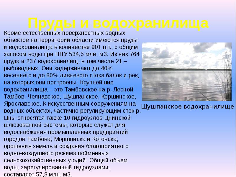 Какие водные объекты находятся в ростовской области. Доклад о водоемах. Сообщение на тему водоемы. Сообщение на тему водохранилище. Водные ресурсы Тамбовской области.