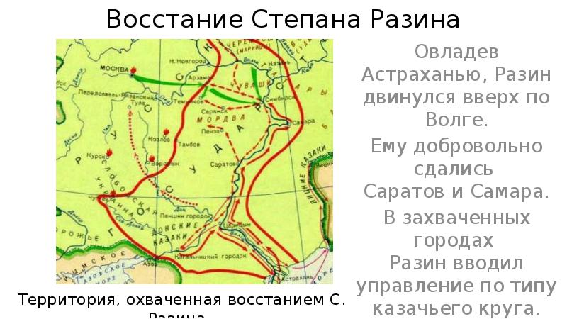 Война степана разина карта