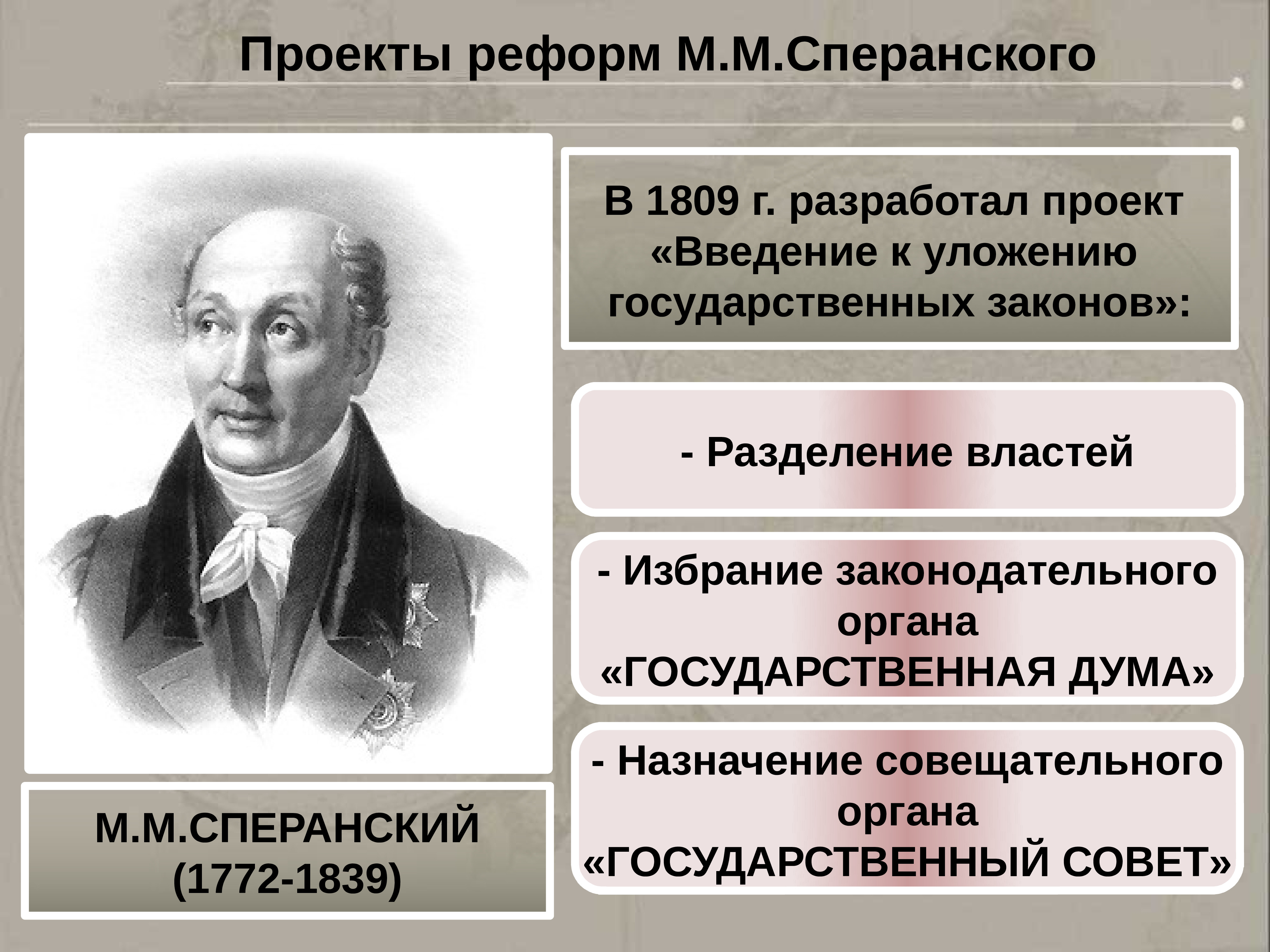 Проект государственного преобразования 1809