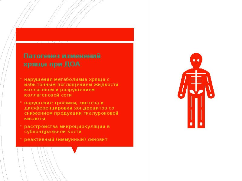 Патогенез изменений хряща при ДОА нарушения метаболизма хряща с избыточным поглощением