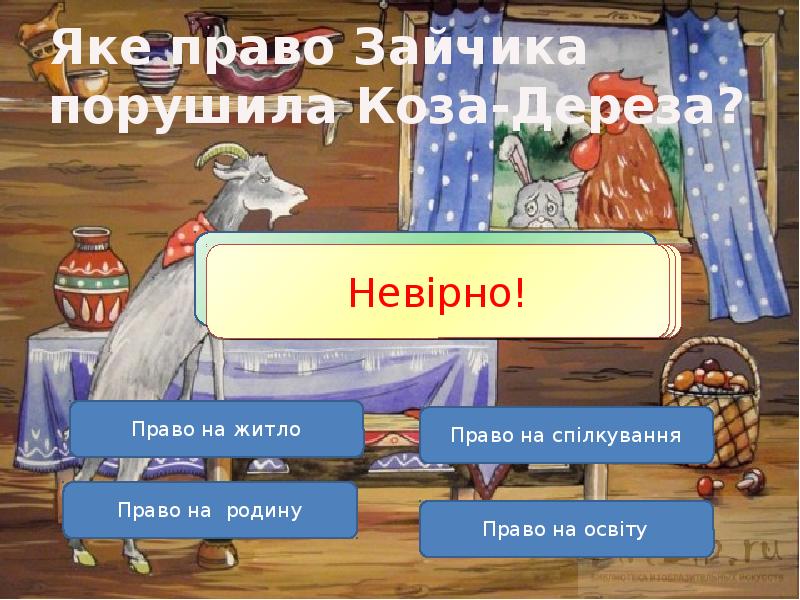 Яке право Зайчика порушила Коза-Дереза? Яке право Зайчика порушила Коза-Дереза?