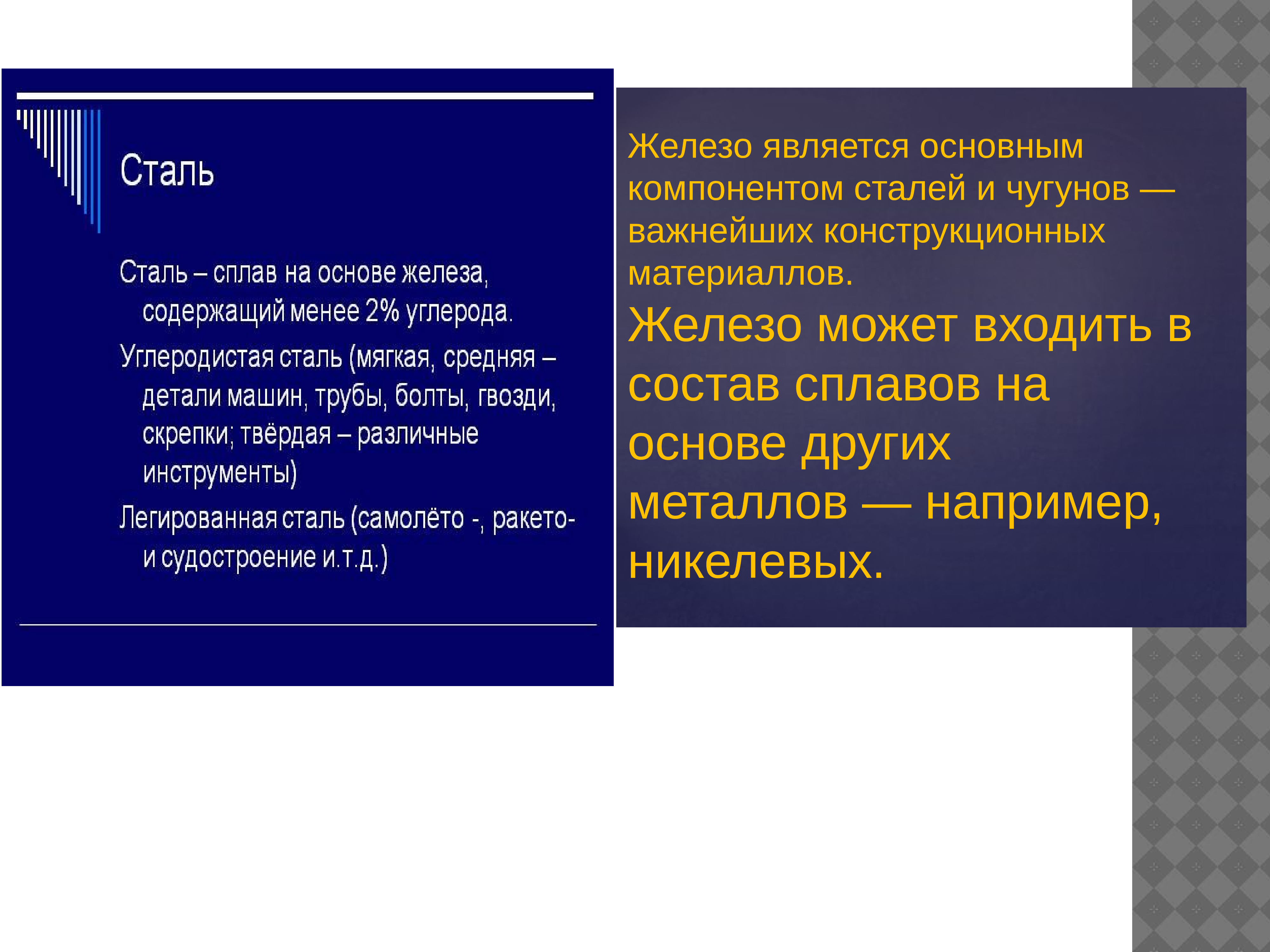 Железо является. Основными компонентами стали являются. Начало доклада гимназия.