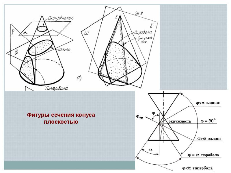 На рисунке конус по треугольнику пересекает плоскость