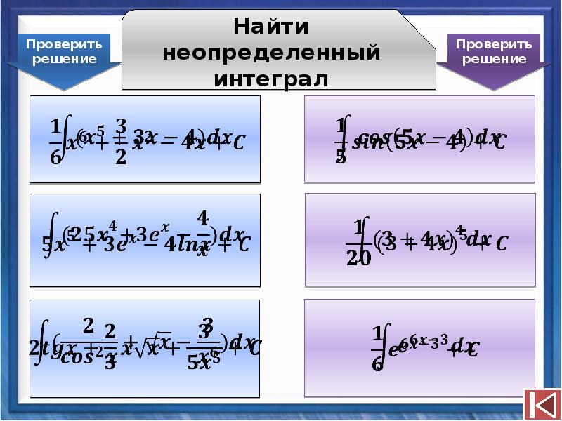 Неопределенный интеграл проект