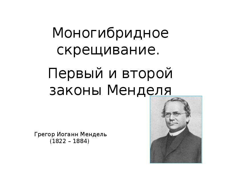 Презентация моногибридное скрещивание первый и второй законы менделя 10 класс