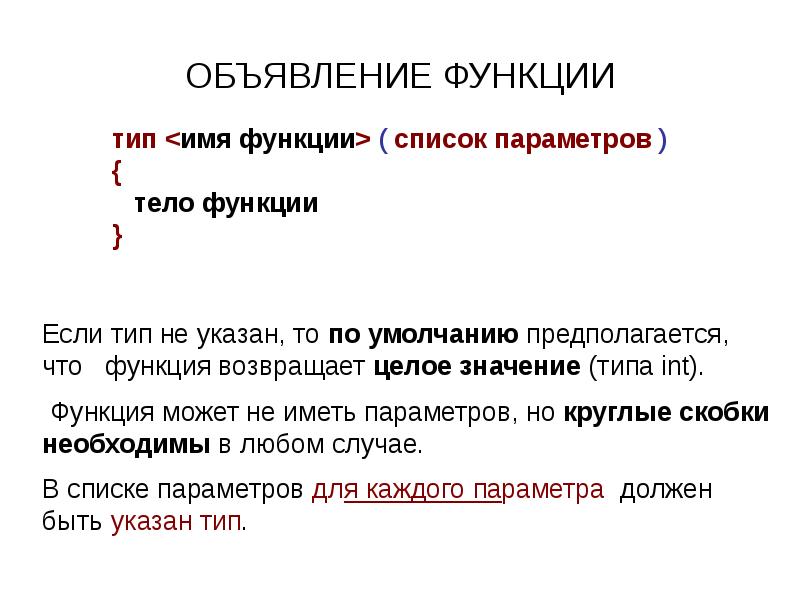 Объявление функции. Имя функции. Тело функции. Как объявить функцию.