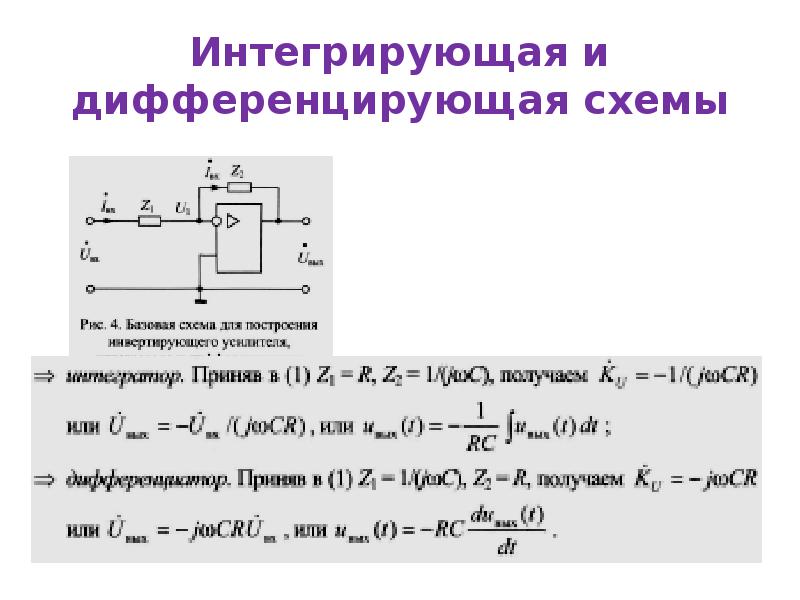 Схема инвертирующего сумматора