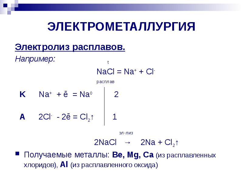 Основные способы получения металлов презентация