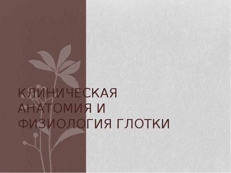 Клиническая анатомия и физиология глотки