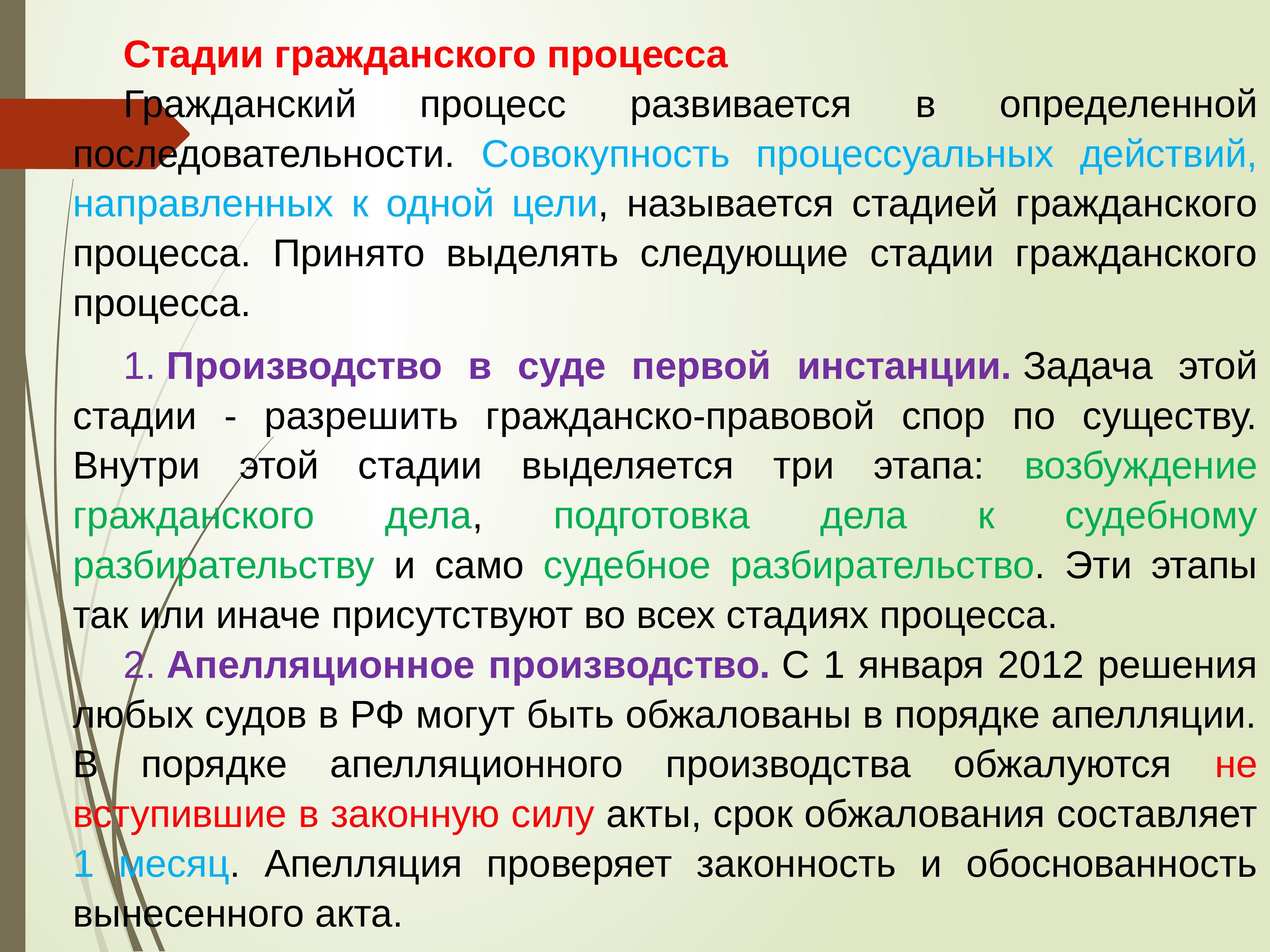 Стадии гражданского процесса презентация