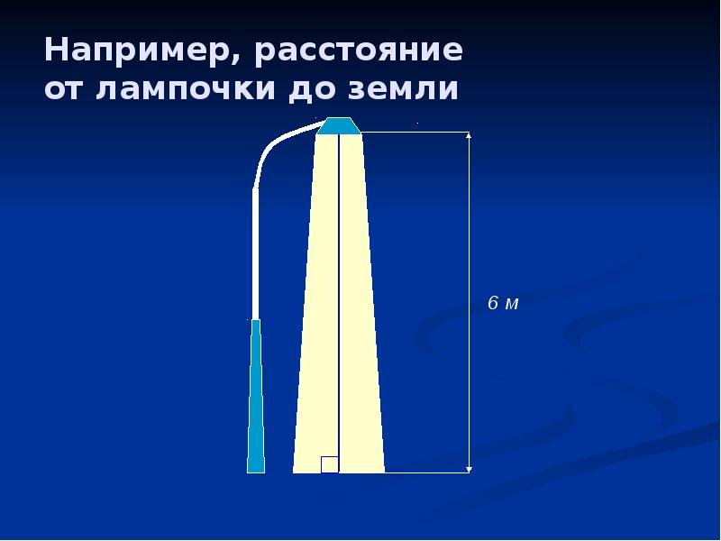 Например, расстояние от лампочки до земли Например, расстояние от лампочки до земли