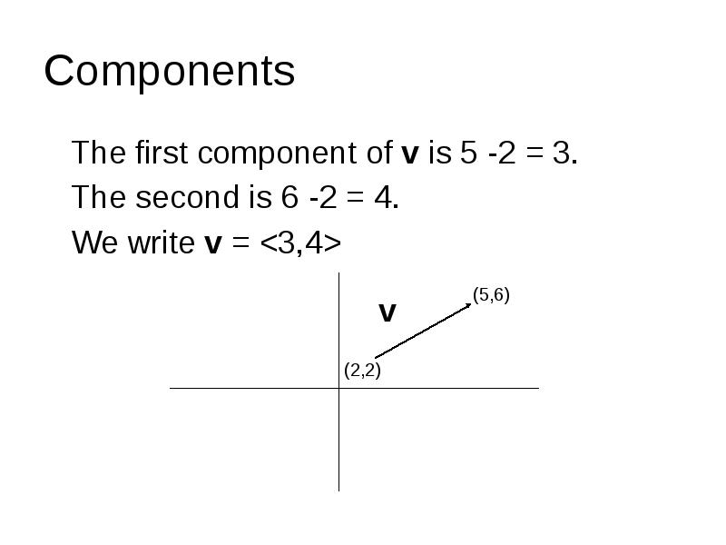 Components
The first component of v is 5 -2 Components
The first component of v is 5 -2