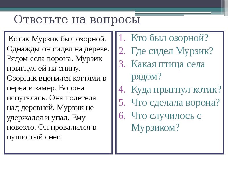 Изложение кот мурзик 2 класс школа россии презентация