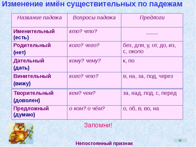 Карточка окончания имен существительных 5 класс