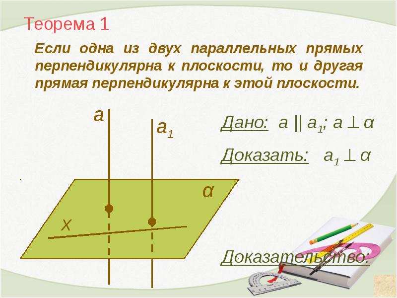 Перпендикулярность прямой и плоскости 10 класс. Теорема о перпендикулярности прямой и плоскости. Теорема о перпендикулярности прямых. Теоремы перпендикулярности прямых и плоскостей. Теорема о двух параллельных прямых перпендикулярных к плоскости.