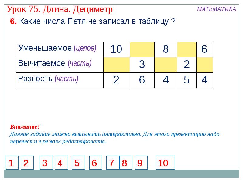 Презентация математика 1 класс дециметр школа россии