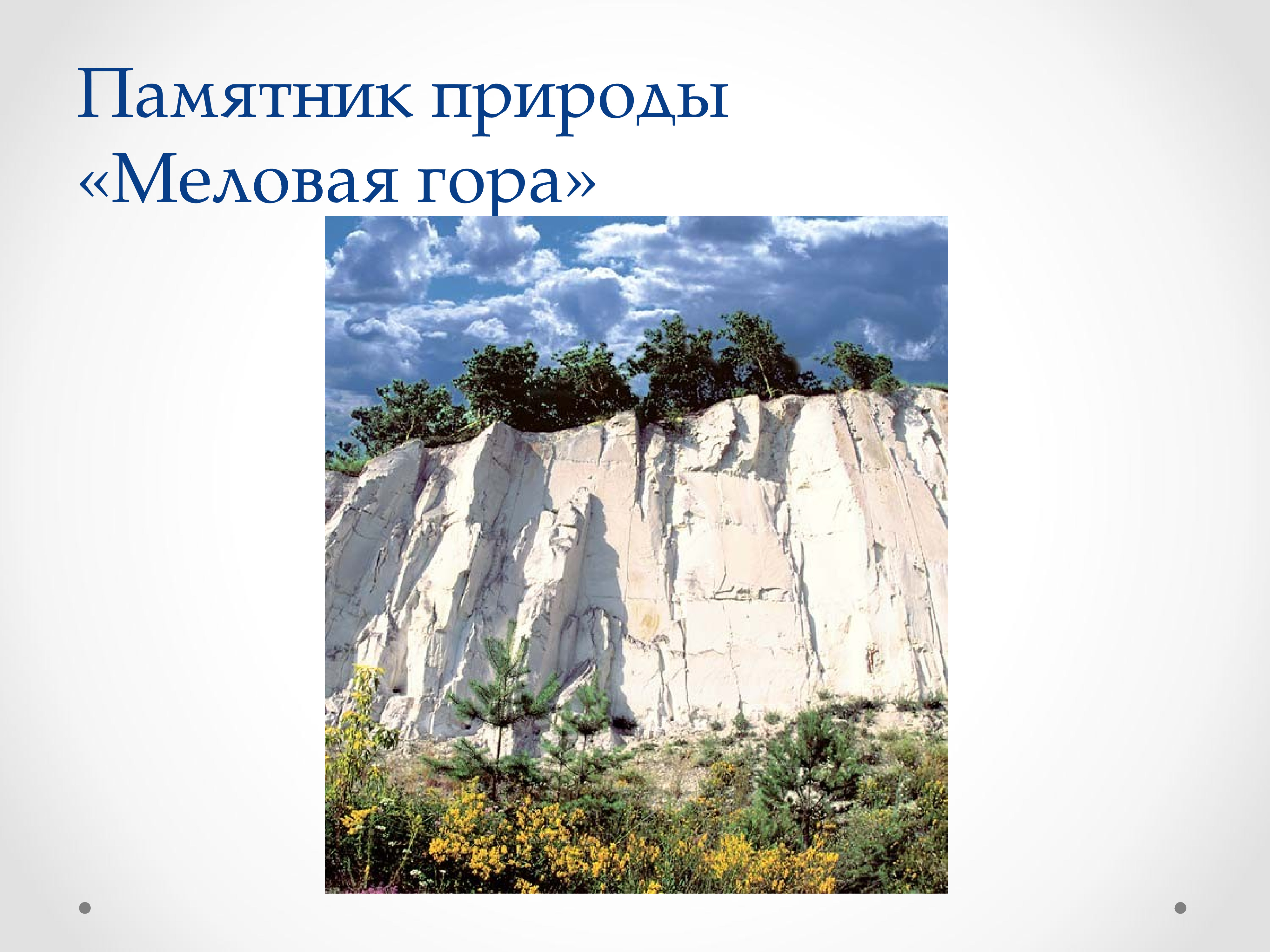 Памятники природы 3 класс. Памятники природы меловая гора Белгородской области. Памятник природы «меловая гора». Меловые горы Белгорода для презентации. Природные памятники Белгородской области.