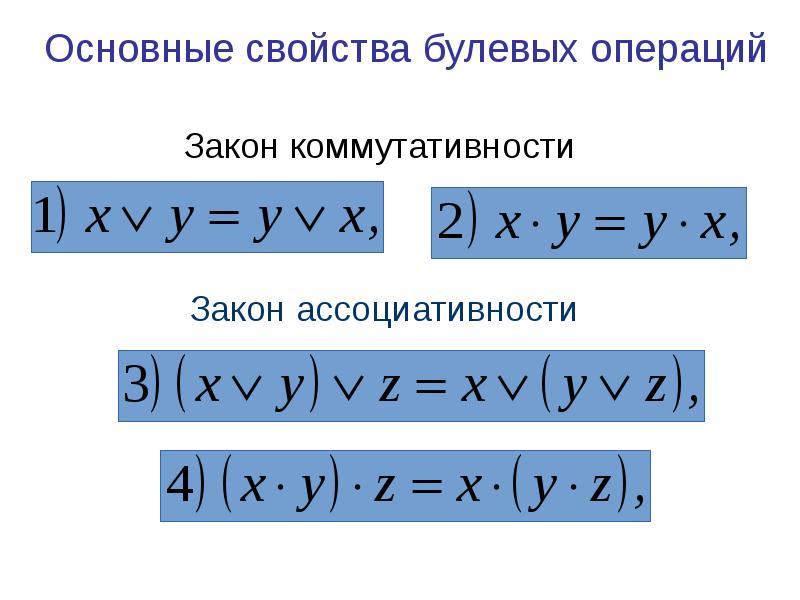 Свойства коммутативности и ассоциативности