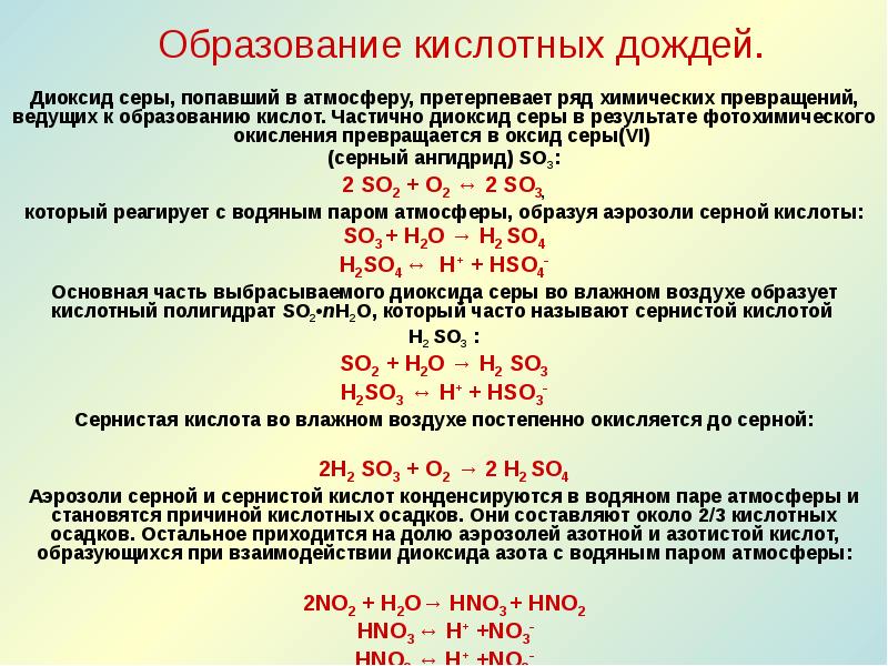 Схема образования кислотных дождей