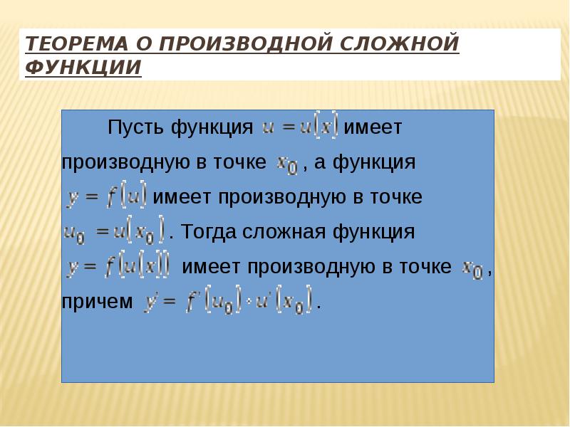 Теоремы производных. Теорема о производной. Теорема производной функции. Производная сложной функции теорема.