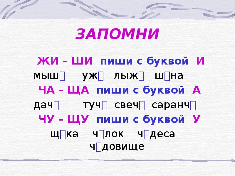 Тренажер жи ши ча ща чу щу 2 класс презентация