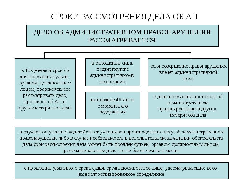 СРОКИ РАССМОТРЕНИЯ ДЕЛА ОБ АП