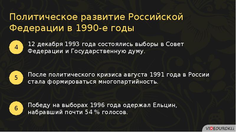 Политическое развитие российской федерации в 1990 тест