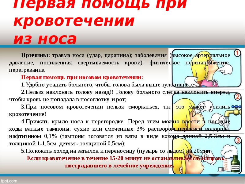 Что следует делать при носовом кровотечении. Оказание ПМП при носовом кровотечении. Первая помощь при носовом кровотечении алгоритм. Оказание первой помощи при травме носа. При носовом кровотечении у пострадавшего необходимо.