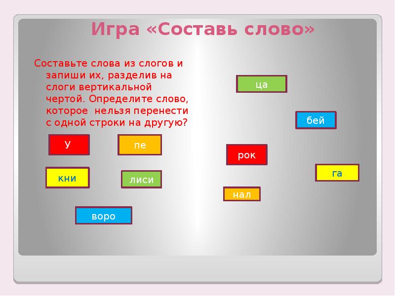 Составить слово из четырех картинок