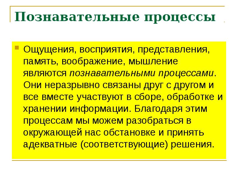 Особенности высшей нервной деятельности познавательные процессы 8 класс презентация