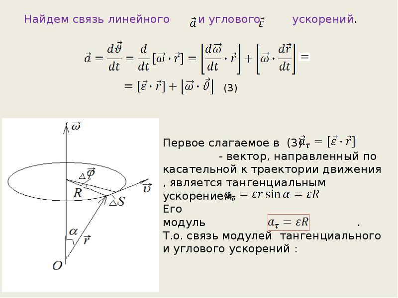 Формула связи линейной и угловой скорости