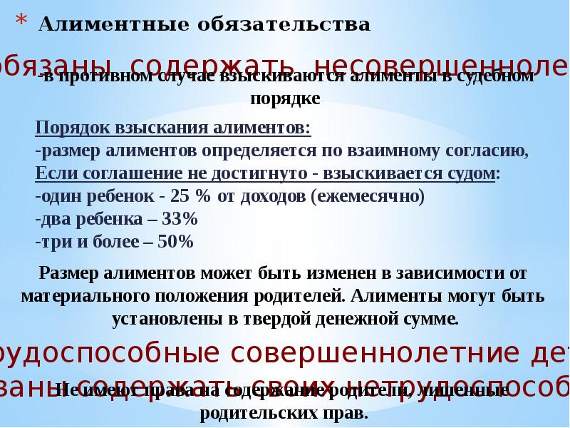 Презентация по семейному праву алиментные обязательства - 89 фото