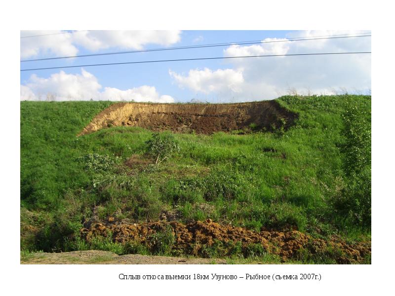 сплыв откоса выемки. откосы выемки.